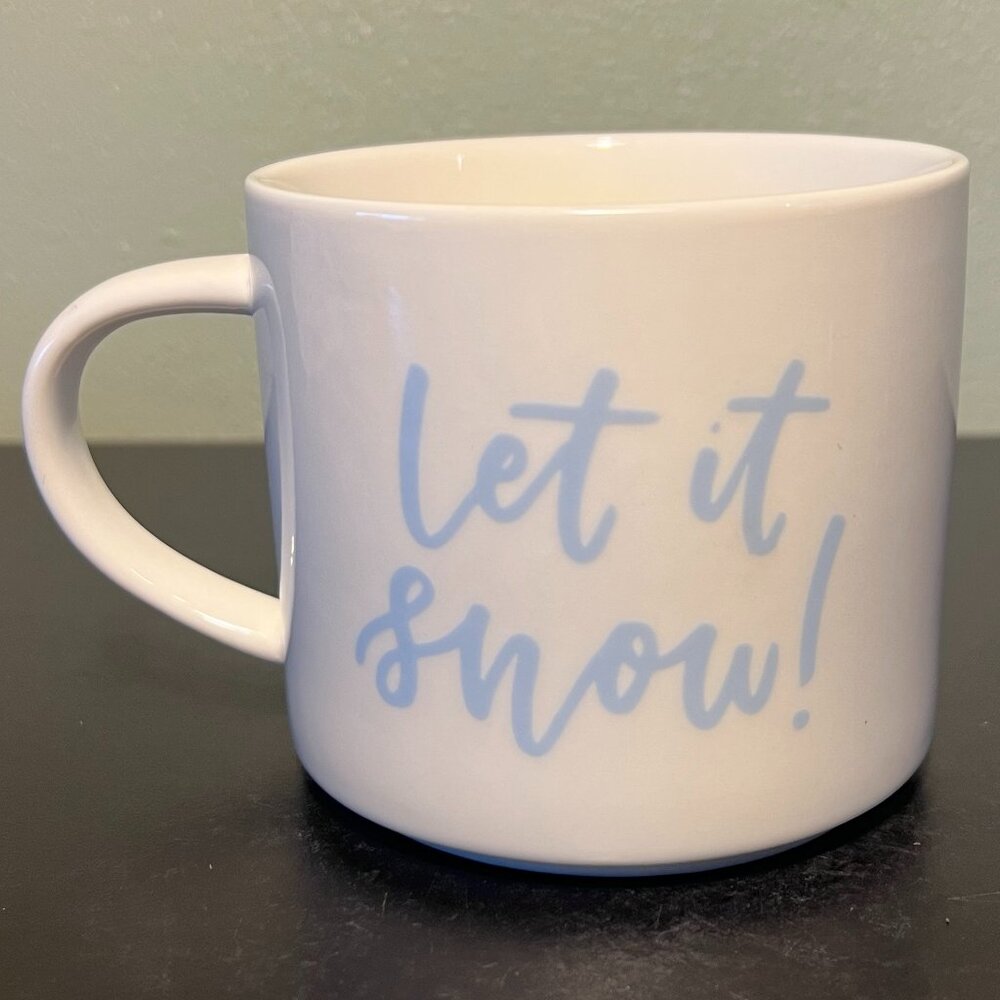 Opalhouse LET IT SNOW White Blue Porcelain Coffee Mug Tea Cup 16oz  Winter